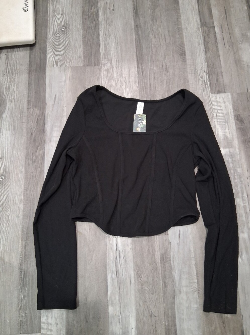 Blooming Jelly  Black Long Sleeve Top With Front Corset Look Size XL NWT